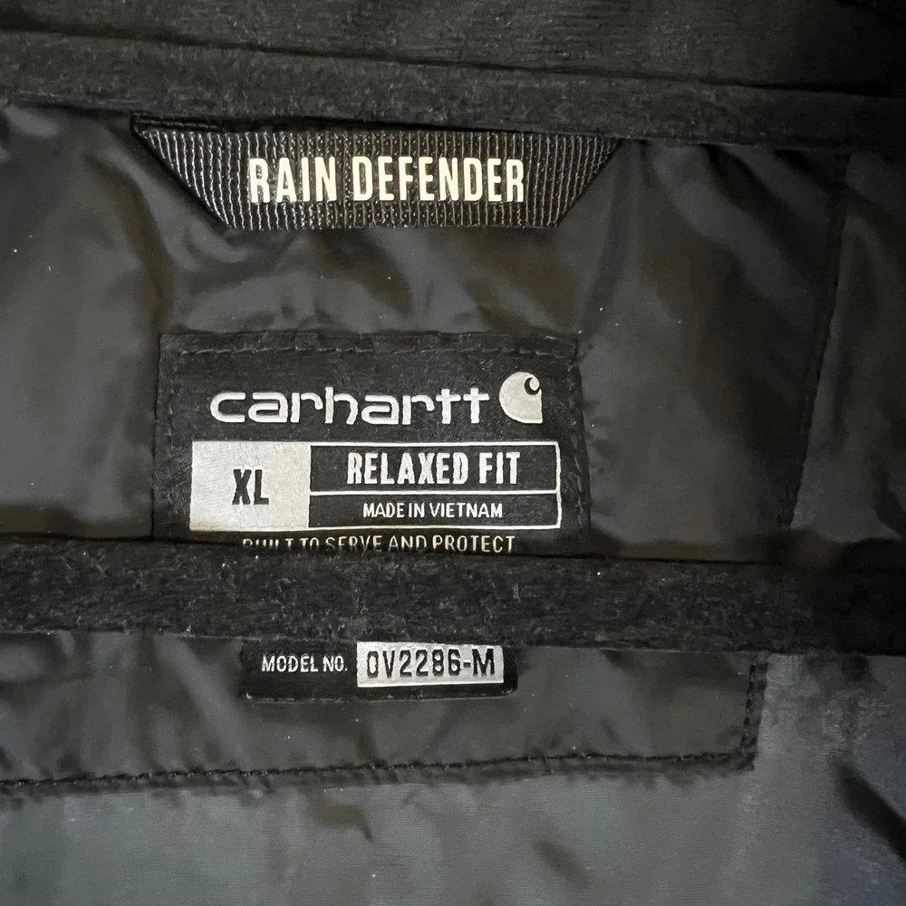 Carhartt Rain Defender Vest Mens XL Black Relaxed Fit Quilted Puffer OV2286-M